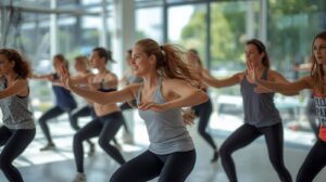 スタジオで有酸素運動