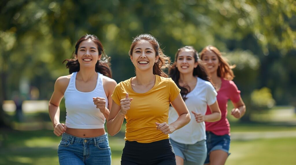 楽しくジョギングする女性