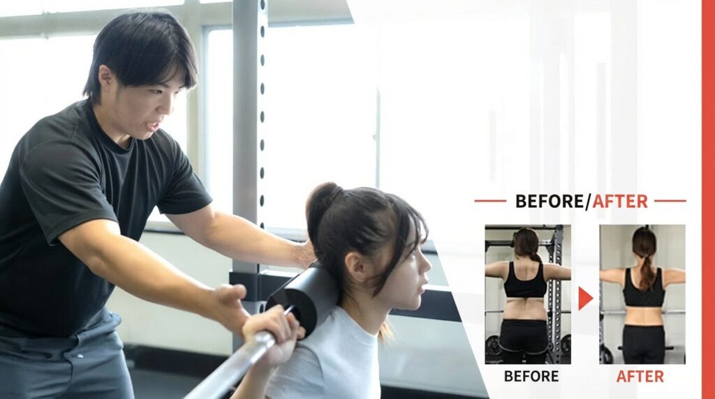 パーソナルジムROSSOでトレーニングを受けている女性